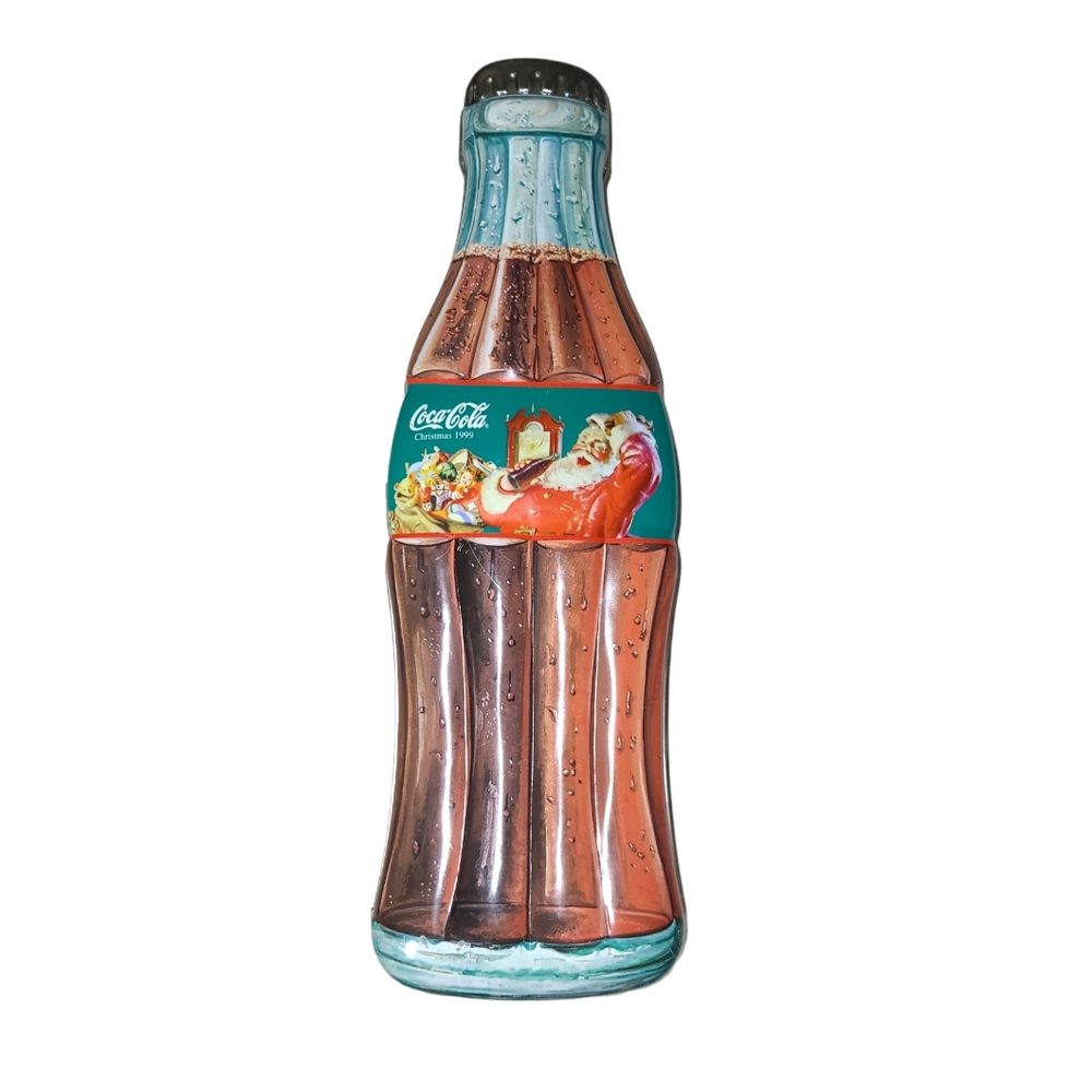 VINTAGE COCA-COLA TIN COLLECTABLE 13IN LARGE METAL SODA BOTTLE CHRISTMAS